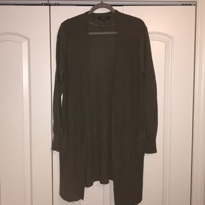 Long army green cardigan